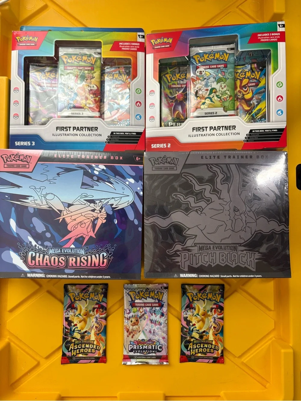 Pokemon Booster & Elite Trainer Box Assortment with Yellow Packaging